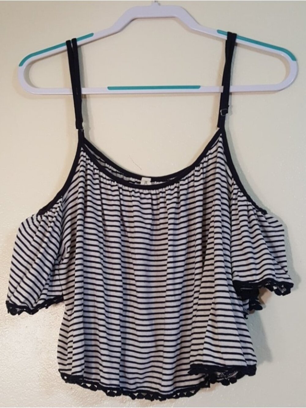 Navy crop top cold shoulder